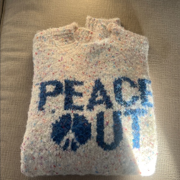 Spiritual Gangster Cream and Blue Peace Out Sweater - Picture 5 of 6